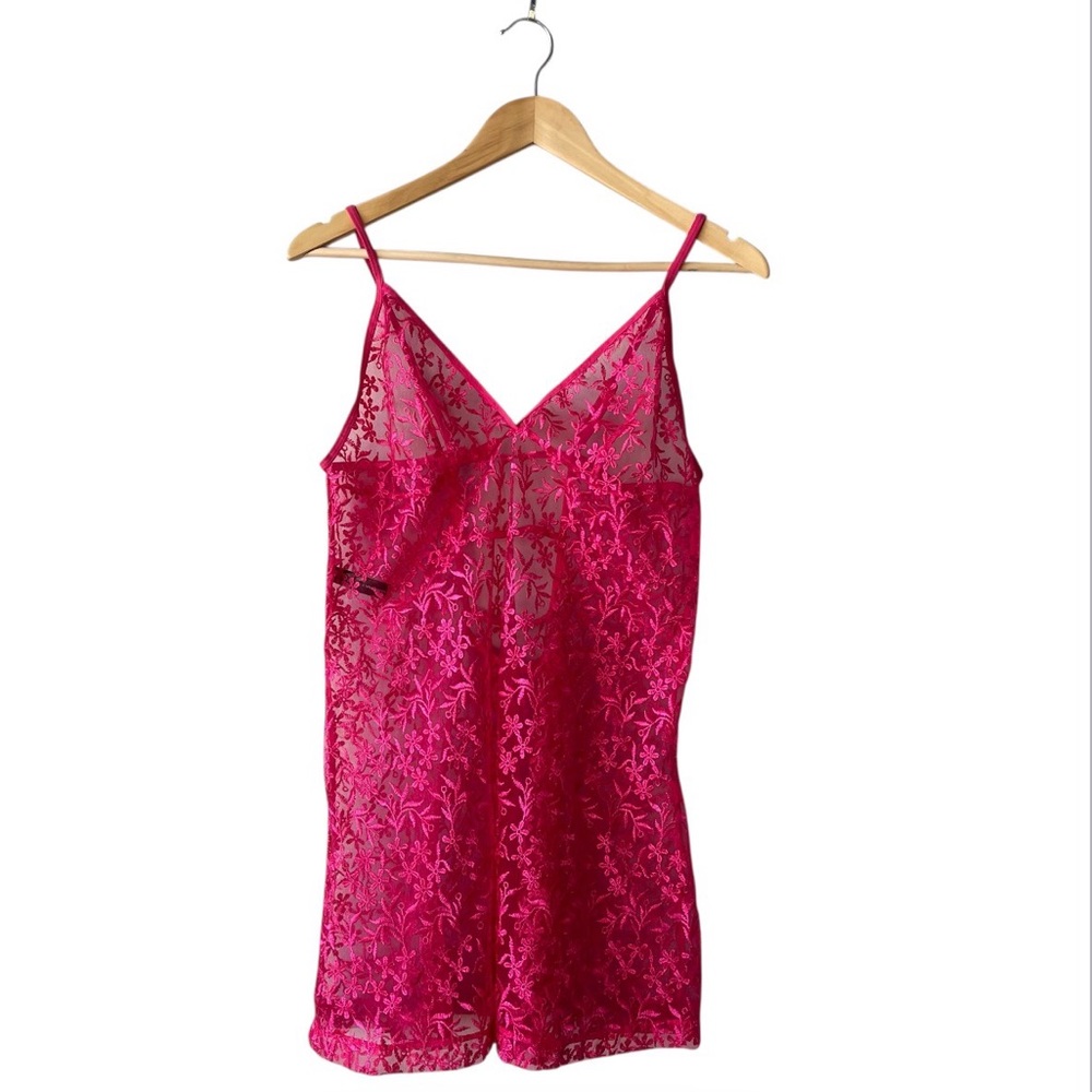 Popsi Lingerie Floral Sheer Pink Night Gown Large
